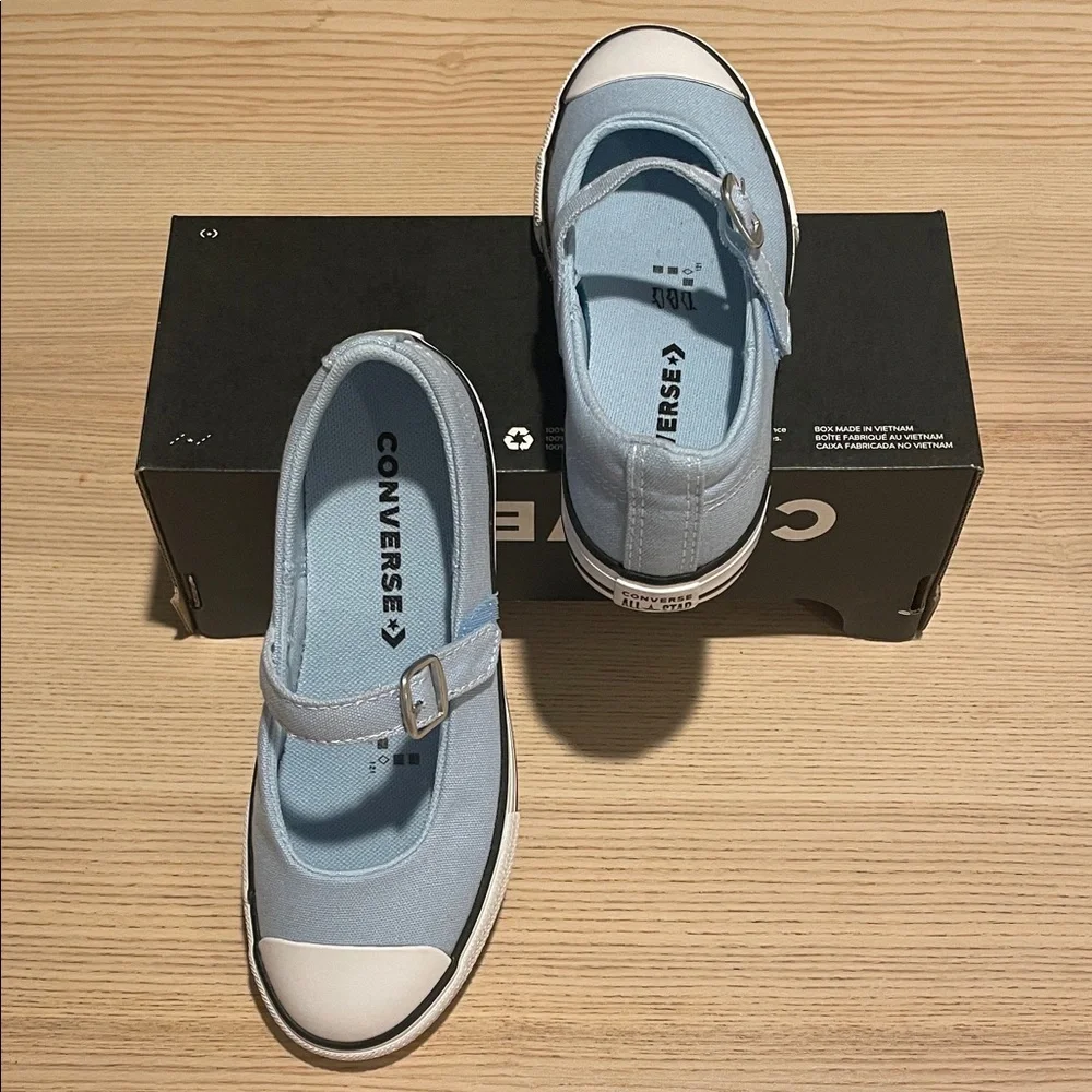 Converse Kids Light Blue Canvas Mary Jane Sneakers